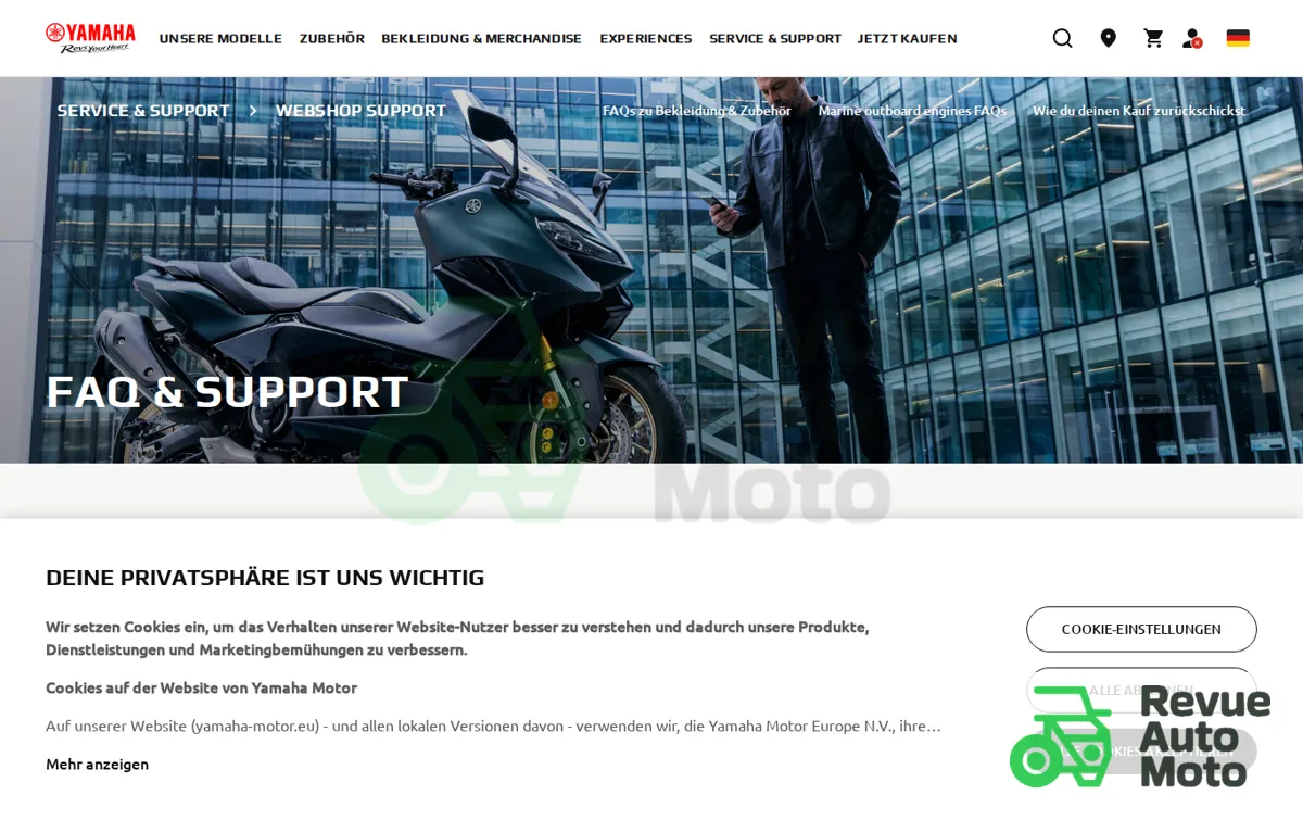 Capture : Webshop Support - Yamaha Motor